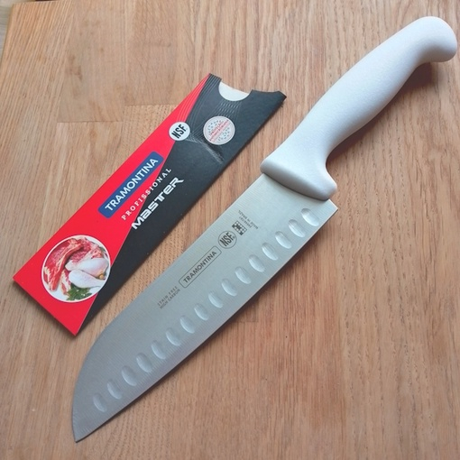 PISAU DAPUR SANTOKU 7" TRAMONTINA COOKS KNIFE 24646/087 PUTIH ORIGINAL BRAZIL