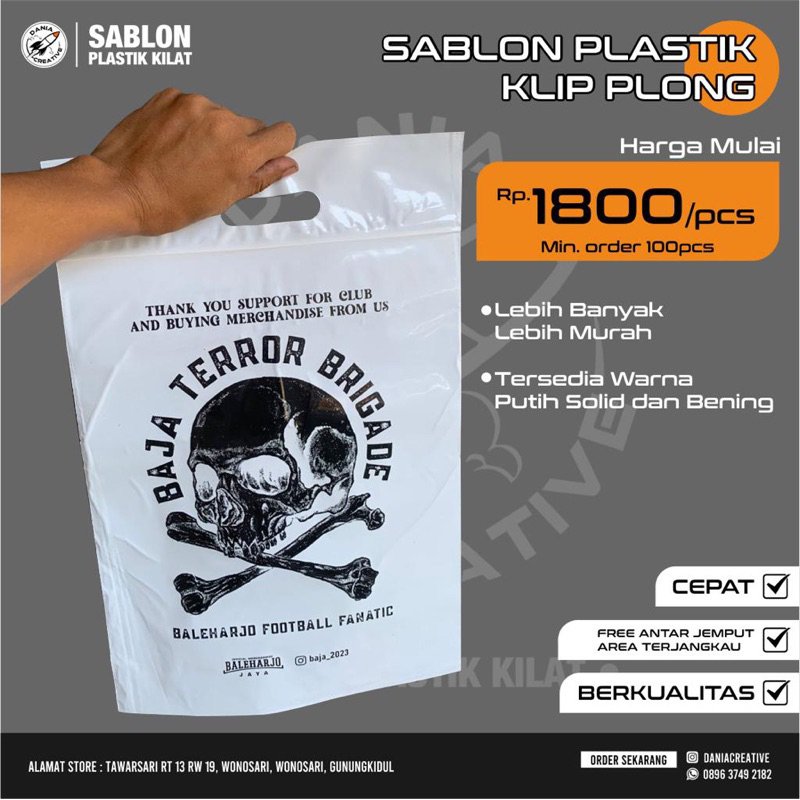 Sablon plastik klip plong