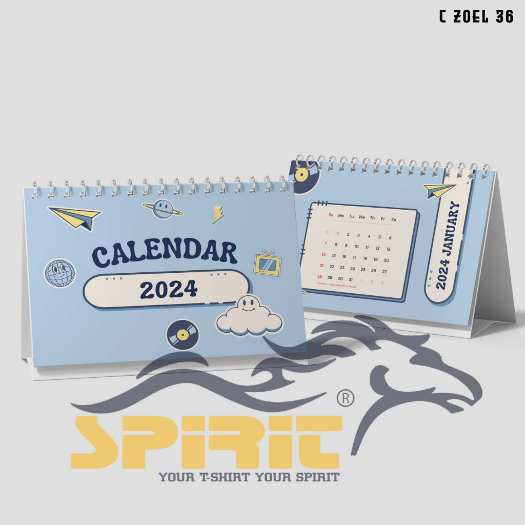 

Kalender Duduk Tahun 2024 / Kalender Meja Tahun 2024 ILUSTRATION Blue