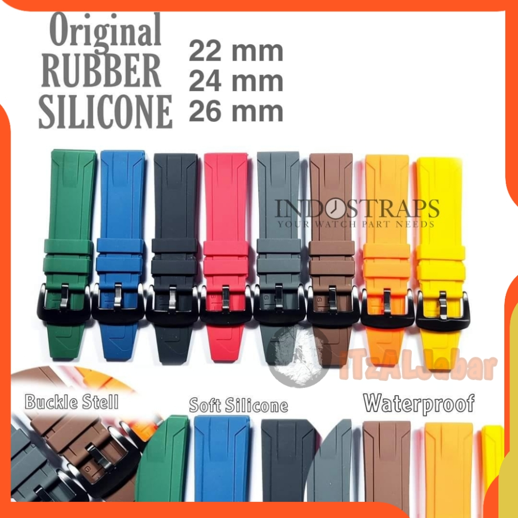 Tali jam Rubber silicone soft 22mm 24mm 26mm Strap tali jam Karet