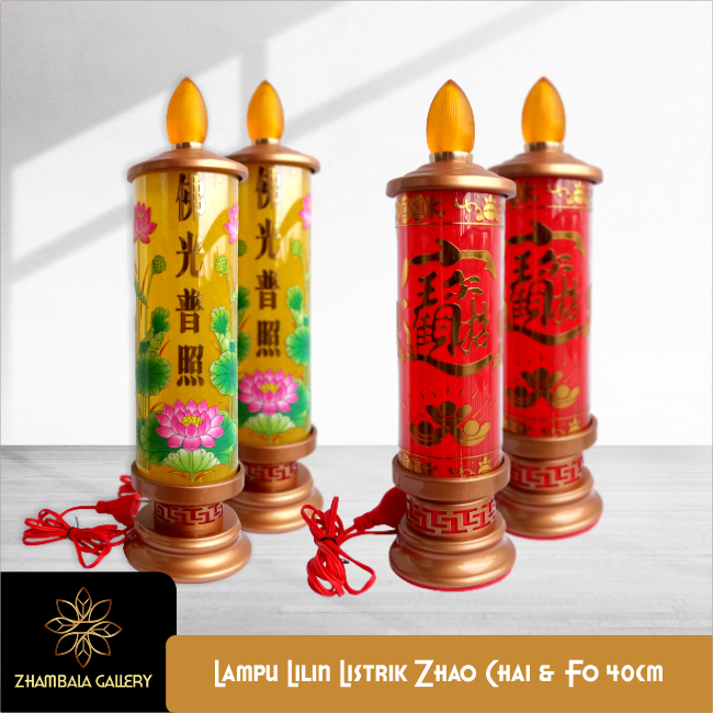 Lampu Lilin Puja Sembahyang Listrik Elektrik Zhao Chai & Fo 40cm