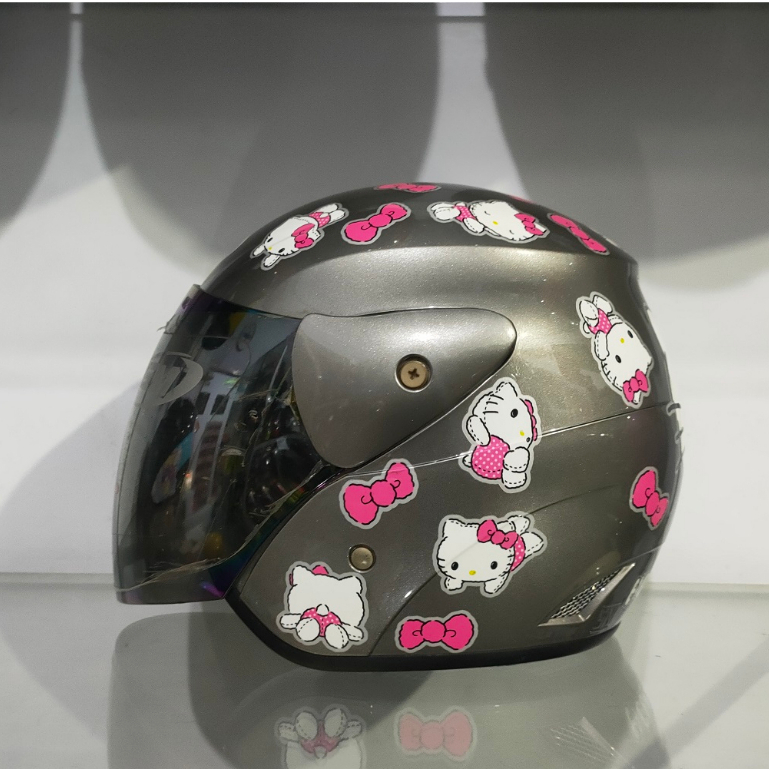 HELM GM EVOLUTION MOTIF HELLO KITTY visor Pelangi Original