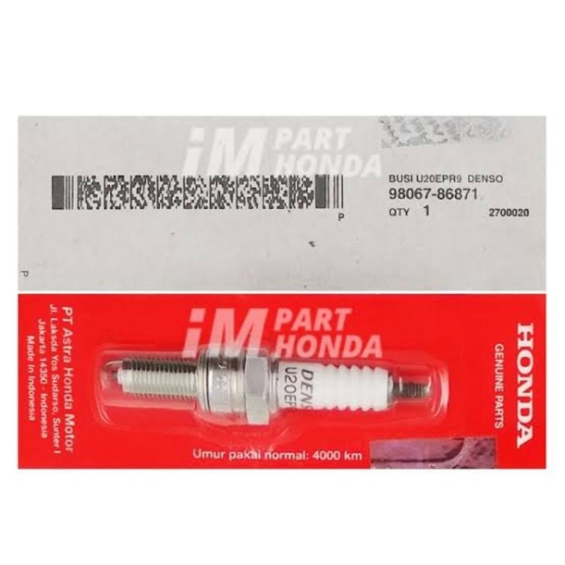 98067-86871 Busi Supra x 125 karisma Supra x 125 fi SPARK PLUG U20EPR9 DS ORI AHM