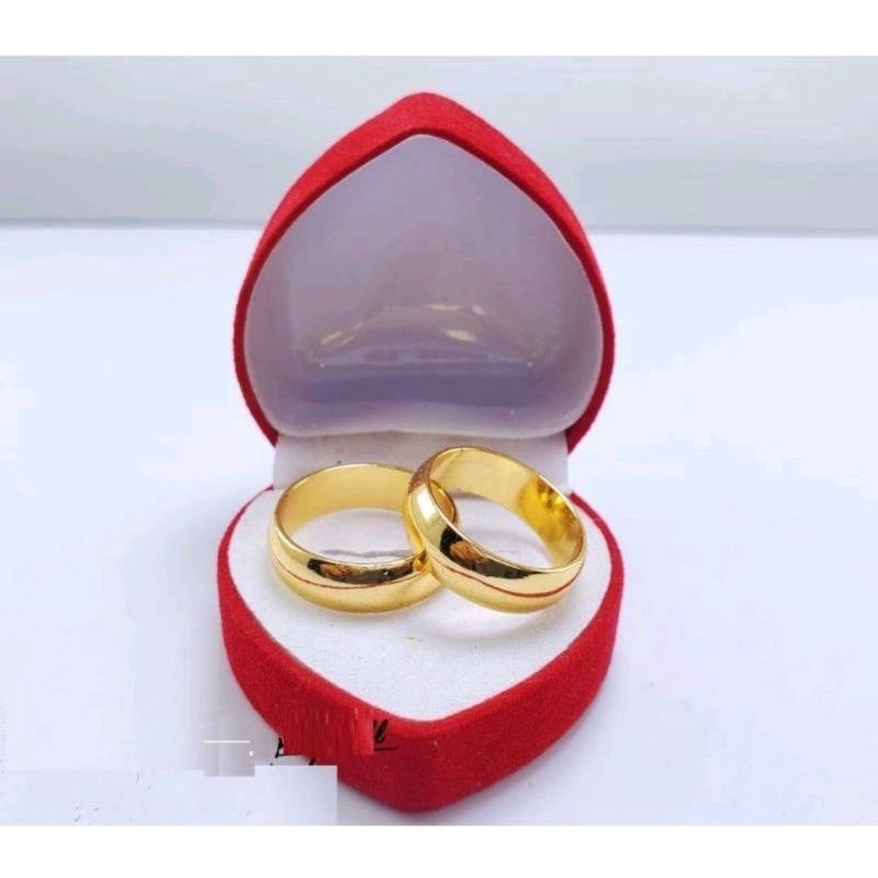 Cincin couple titanium lapis emas 24k anti karat
