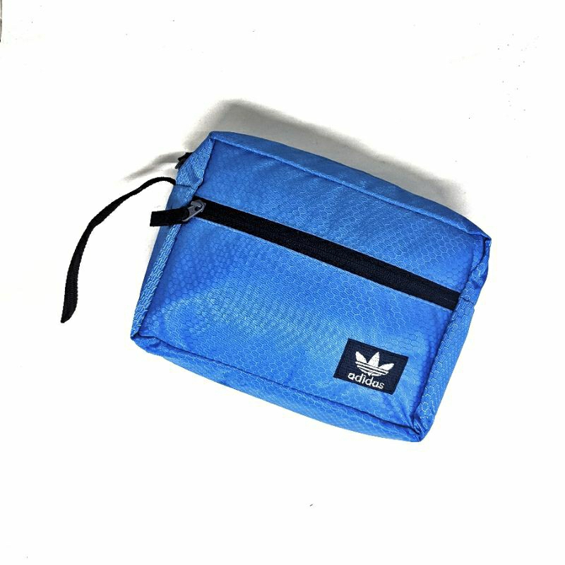 Tas Tenteng Handbag Casual Pria Wanita Warna Biru Muda Motif Honeycomb Logo Adidas