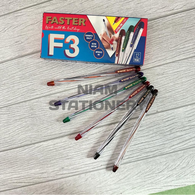 

SELUSIN ( 12 PCS ) Ballpoint Bolpen Faster F3 0.5 mm Pulpen Faster F3 0.5mm Murah