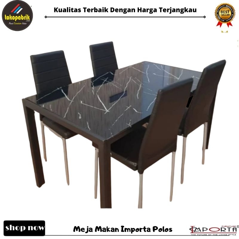 Meja Makan Kaca Importa Minimalis / Meja Makan Set 4 Kursi Murah Bogor Bekasi