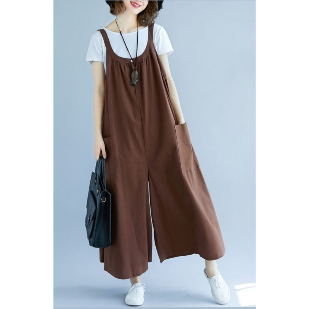 Raya Overall Celana -Baju Kodok Wanita Jumbo Koreanstyle - Jumpsuit Celana Lebar-Pakaian Wanita