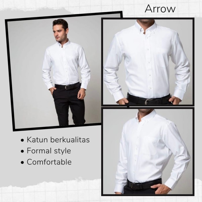 KEMEJA FORMAL PRIA ARROW ORIGINAL LENGAN PANJANG DAN PENDEK PUTIH TERBARU