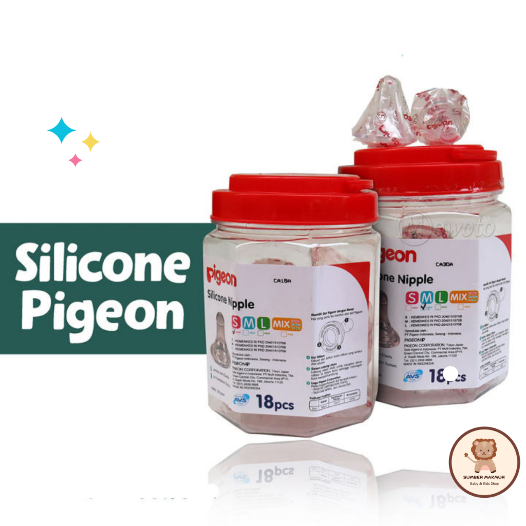 PAKET HEMAT 18 PCS SILICONE NIPPLE PIGEON DOT BOTOL SIZE M L XL