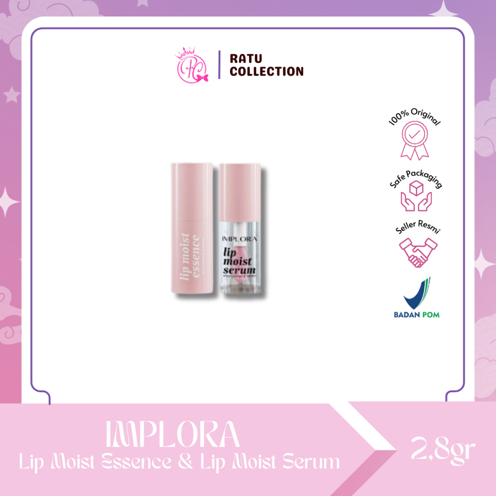 Implora Lip Moist Serum & Implora Lip Moist Essence  -Memberikan warna bibir tampak pink natural