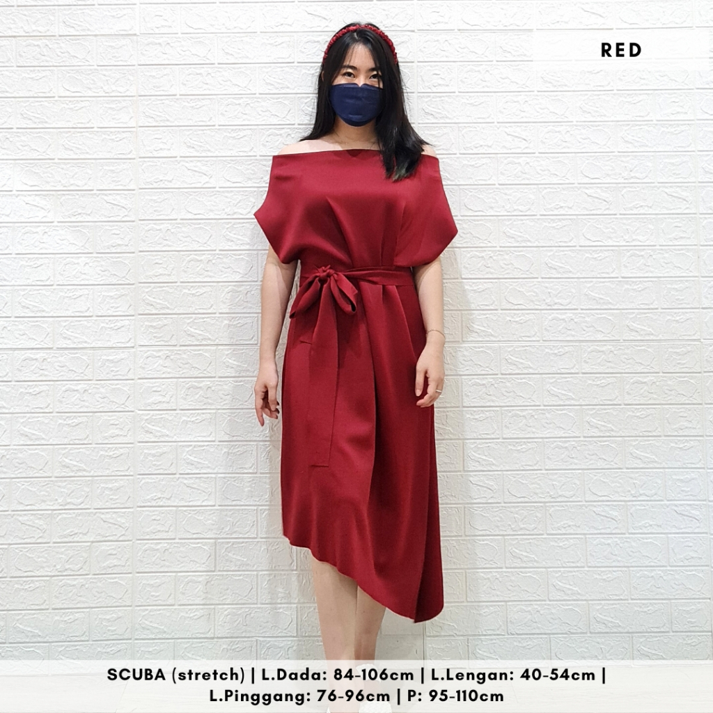 2694 tara one shoulder dress scuba dress pesta dress natal