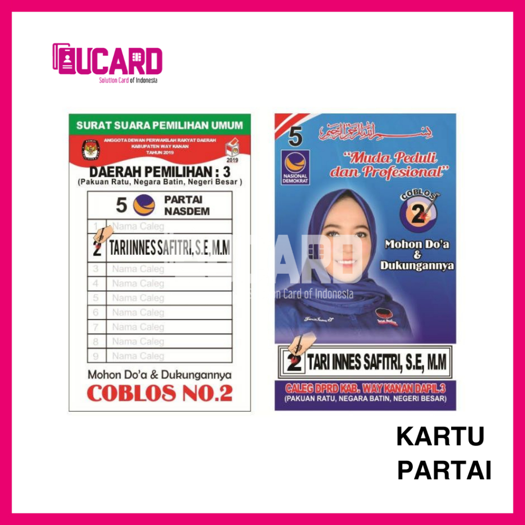 

CETAK KARTU ANGGOTA PARTAI CUSTOM BAHAN PVC ANTI LUNTUR - CETAK 2 SISI