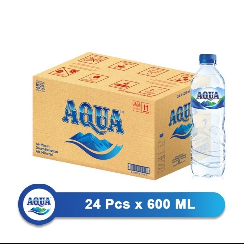 air mineral aqua 600ml 1 karton dus