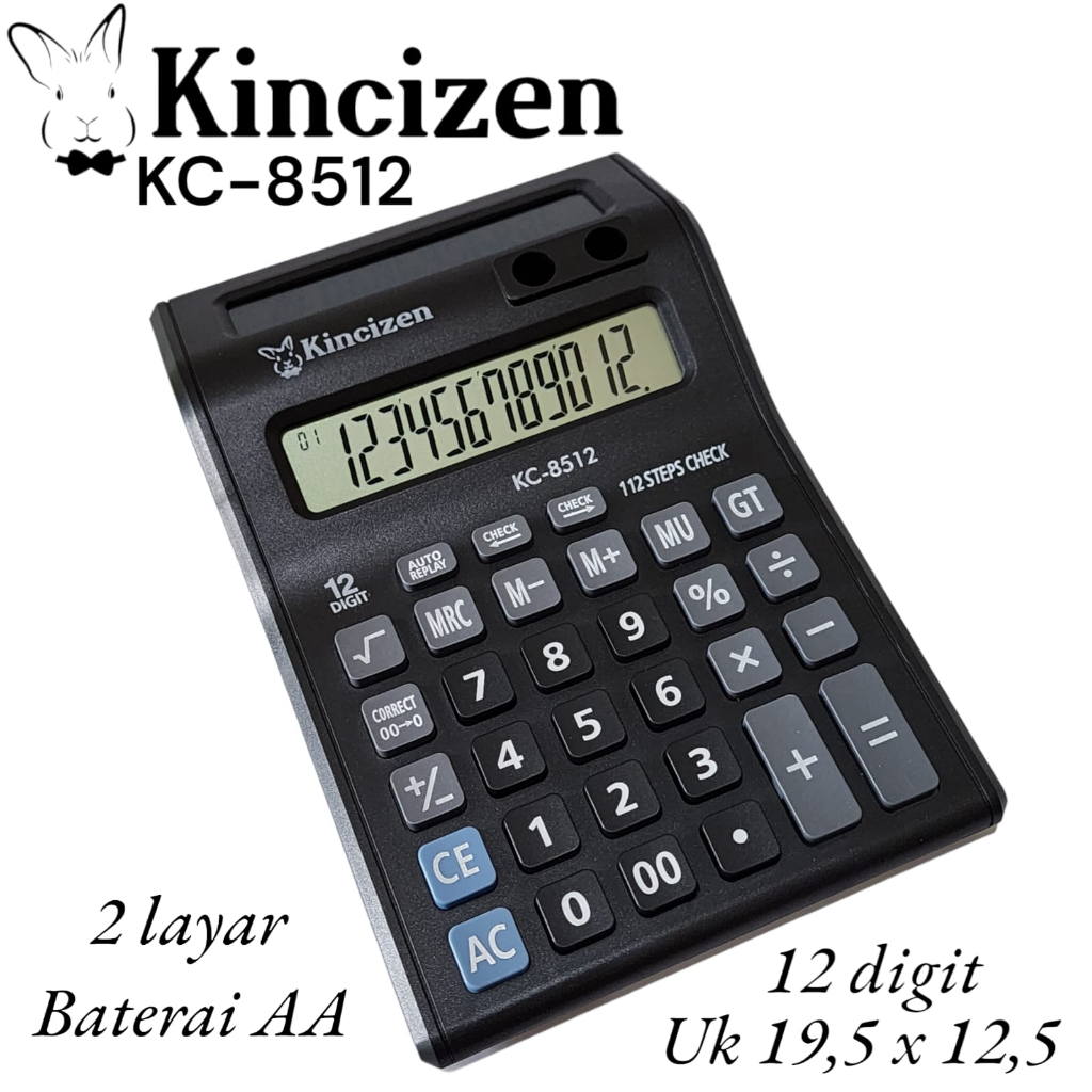 

KINCIZEN KALKULATOR DAGANG 2 LAYAT KC 8512 KC-8512 KALKULATOR 12 DIGIT KALKULATOR MURAH 2 LAYAR