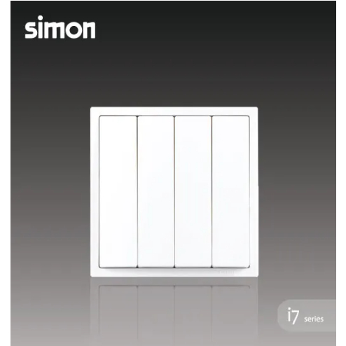 SIMON I7 Saklar 4Gang 1Way White/Grey/Champagne