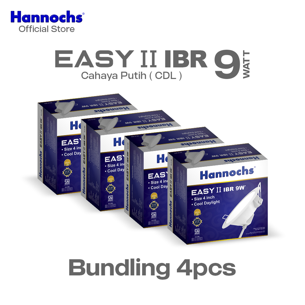 Hannochs Lampu Downlight LED EASY II 9W IBR isi 4pcs Cahaya Putih