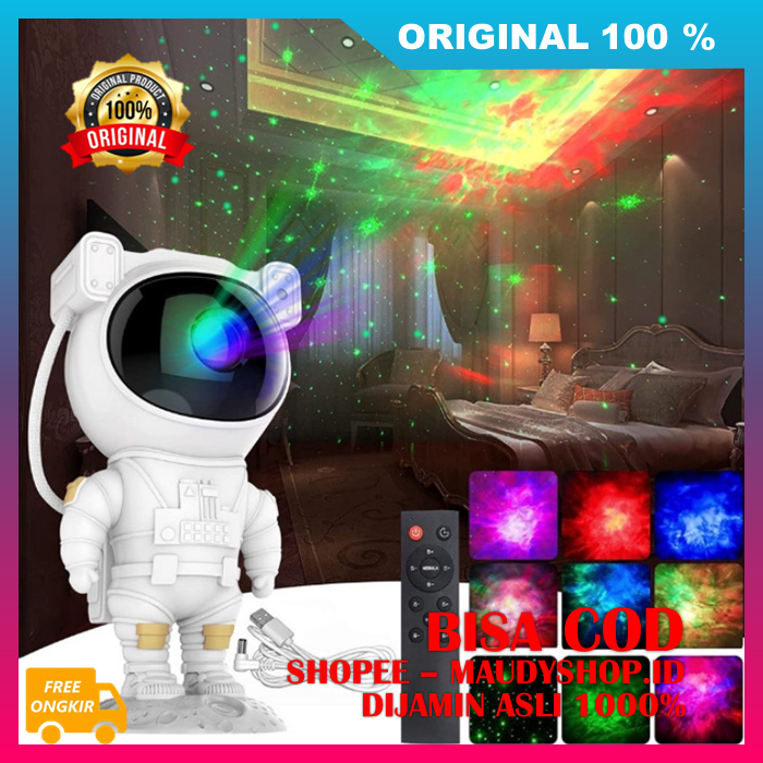 Lampu Tidur Proyeksi Astronot 360 Lampu Tidur Proyektor Karakter Astronot ASLI ORI