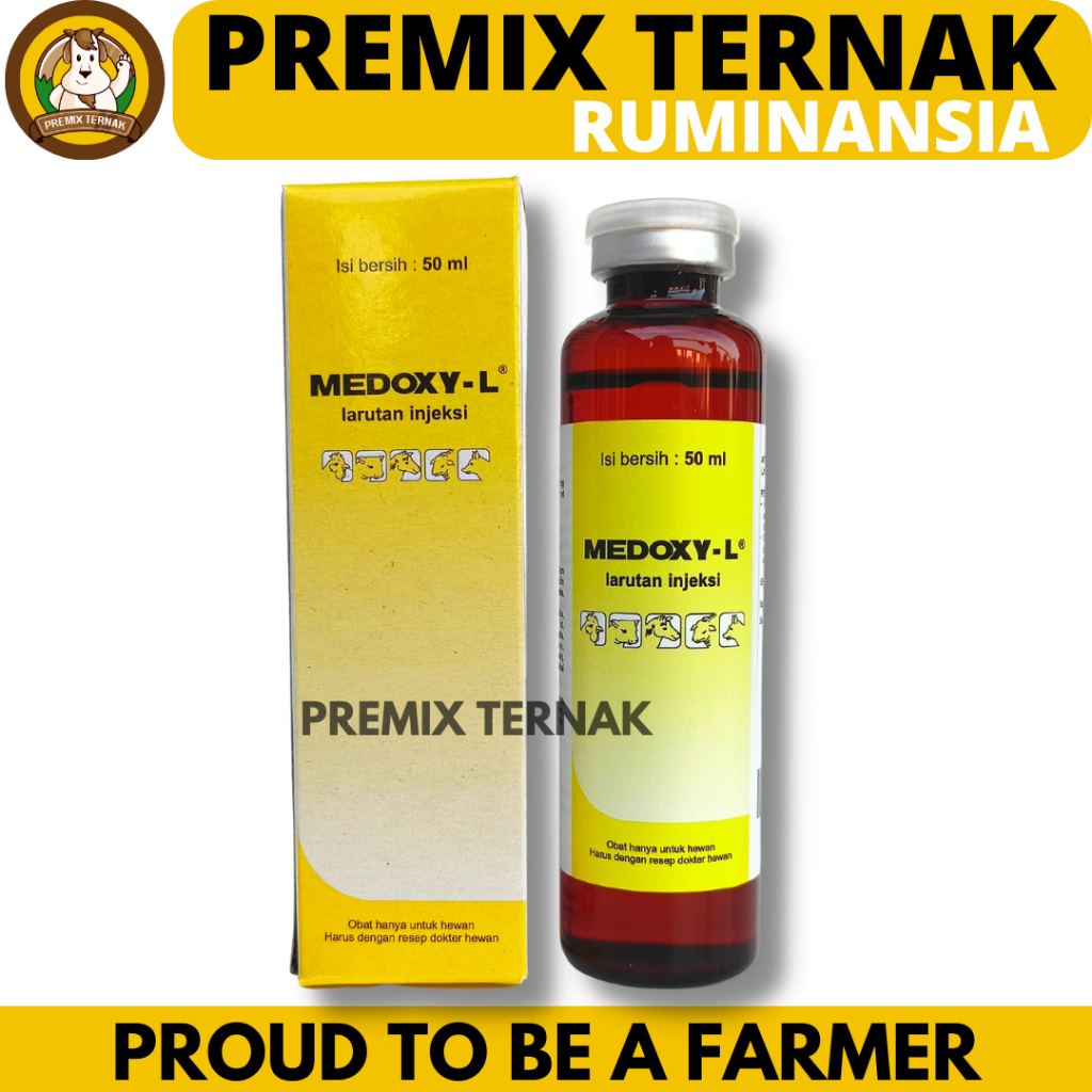 MEDOXY L 50 ml - Obat Injeksi Untuk Ayam Kucing Sapi Domba Kuda Sakit Snot Ngorok CRD Berak Hijau