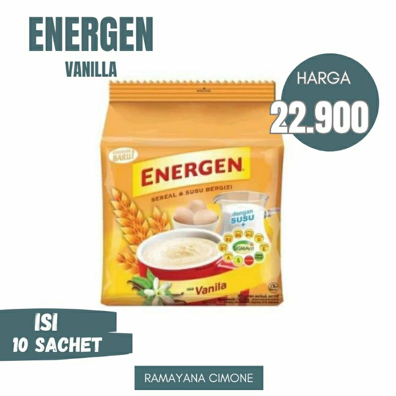 

1 PACK SEREAL & SUSU ENERGEN RASA VANILLA 32g x 10 / ISI 10 SACHET