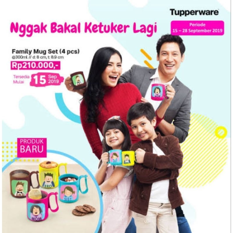 Tupperware Family Mug Set (4 Pcs) / Gelas Cangkir Minum Teh Kopi Tahan Air Panas