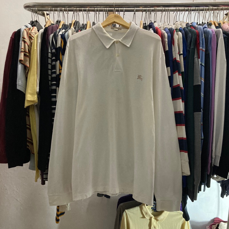 Polo Shirt Burberry White Longsleeve Second Original