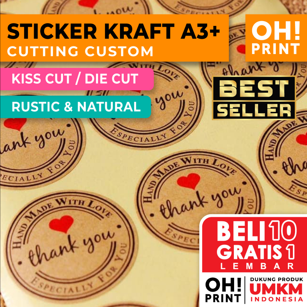 

Cetak Stiker Label KRAFT A3+ & KISS CUT Sesuai Pola / Cetak Label Kemasan Stiker Kraft