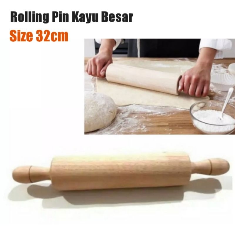 Rolling Pin Besar Kayu Perata Adonan Kayu Mahoni