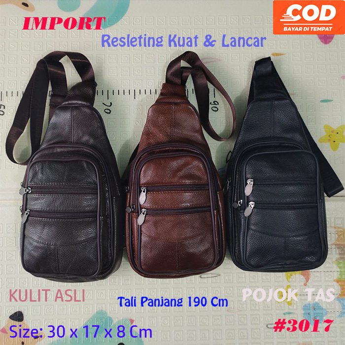 Tas Selempang Pria Tas Kulit Pinggang Asli Kulit Sapi Tas Kulit Asli Import