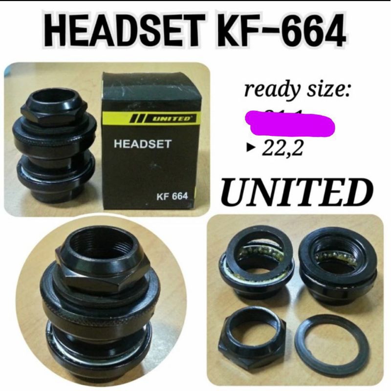 headset head set kom fork standar 22.2 ulir drat united KF 664 sepeda mtb lipat bmx balap roadbike j
