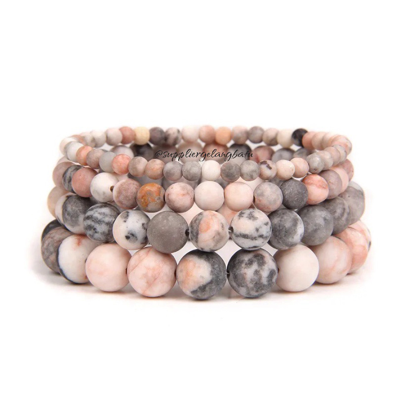 GELANG BATU Pink Jasper natural asli gelang tali karet