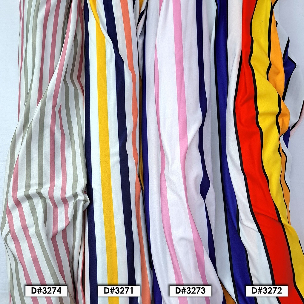 Kain Printing Baby Denim / BTP Motif Salur - Mix Design