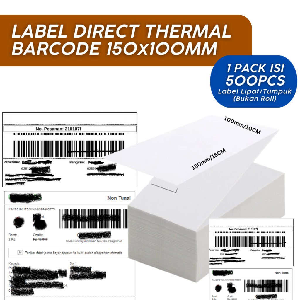 

Label Barcode Direct Thermal 1 Kolom 100x150mm [500 PCS] [Model Lipat/Kotak]