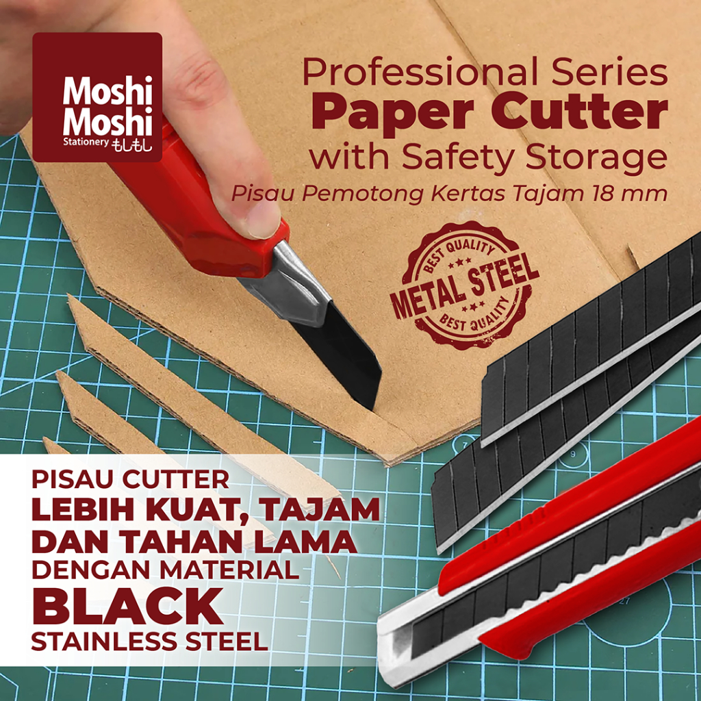 

Paper Cutter Moshi Storage Pisau Kertas Tajam Alat Tulis Kantor 18mm