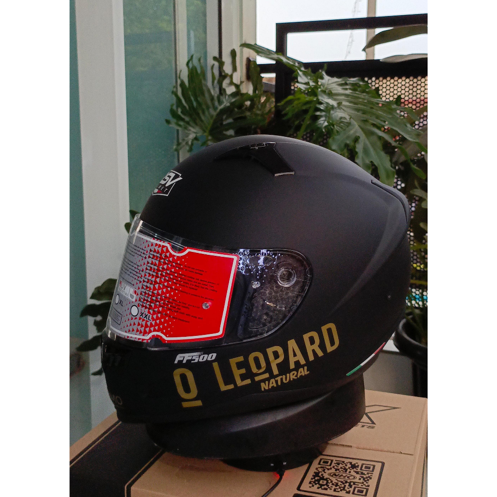 Helm RSV ff500 Black doff VISOR clear paket stiker leopard gold