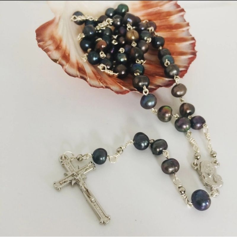 rosario perjalanan mutiara air tawar hitam asli