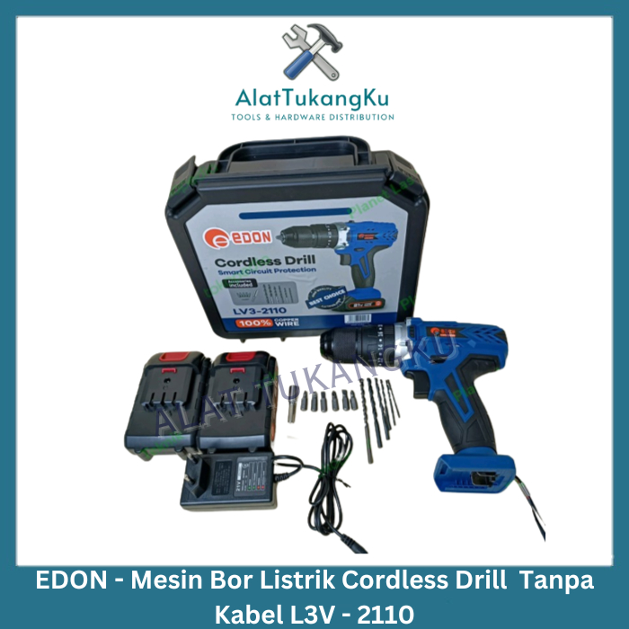 EDON LV3 2110 Volt Impact cordless drill Mesin bor baterai - polos / MESIN BOR LISTRIK TANPA KABEL B