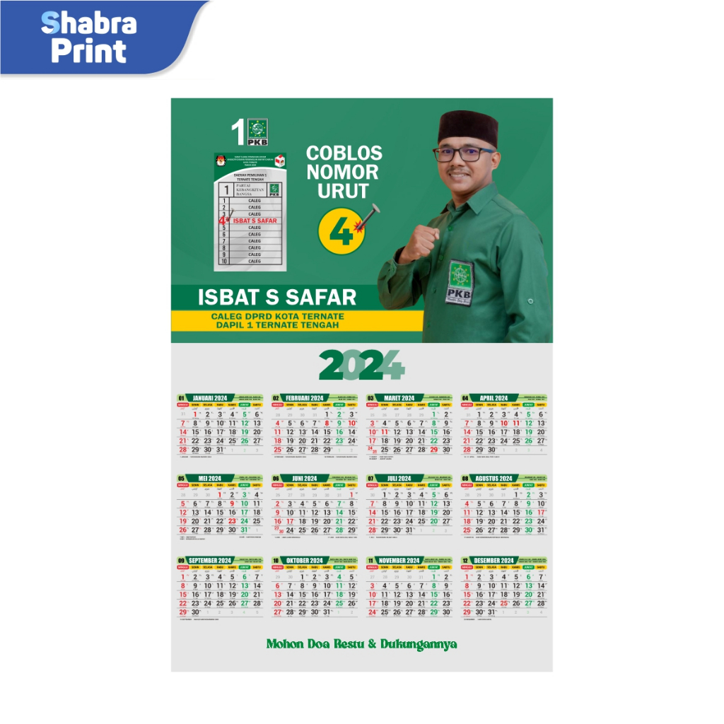 

(BEST SELLER) KALENDER CALEG 2024 / KALENDER PILPRES / KALENDER 1 LEMBAR