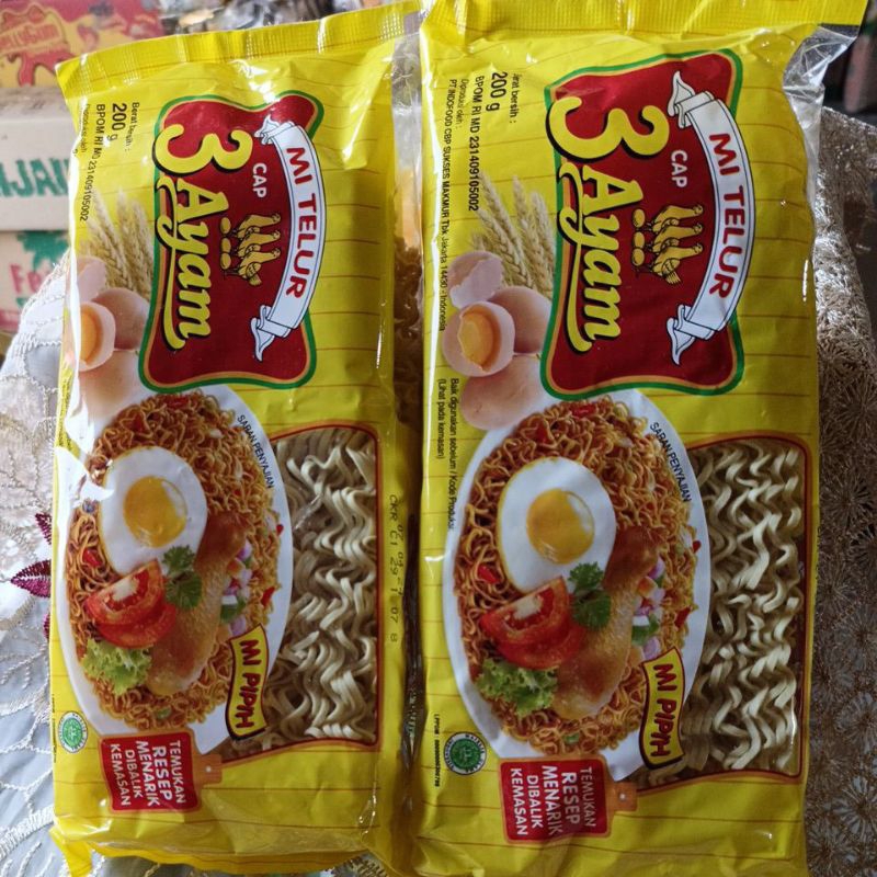 

paket 5 mie telur 3 ayam 200 g