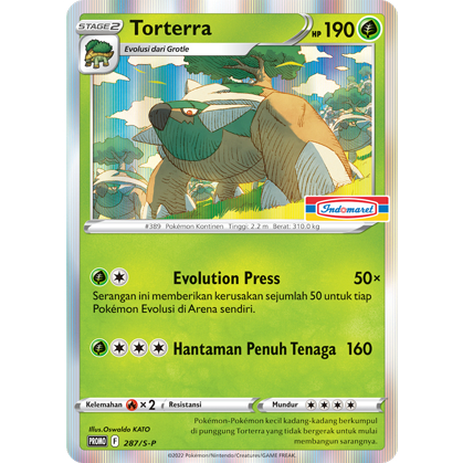 POKEMON TCG INDONESIA TORTERRA HOLOGRAM PROMO INDOMARET 287/S-P