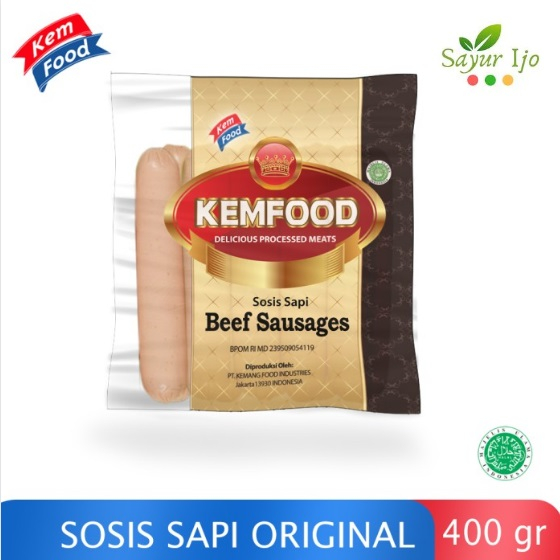 

KEMFOOD Sosis Sapi Original 400 Gram / Pack Fresh Frozen Beef Sausage Daging Asli HALAL