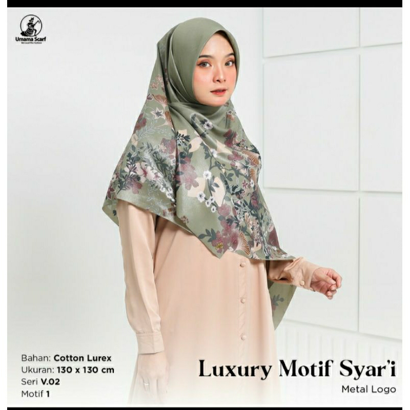 segi empat luxury motif syari logo umama.harga 10 pcs