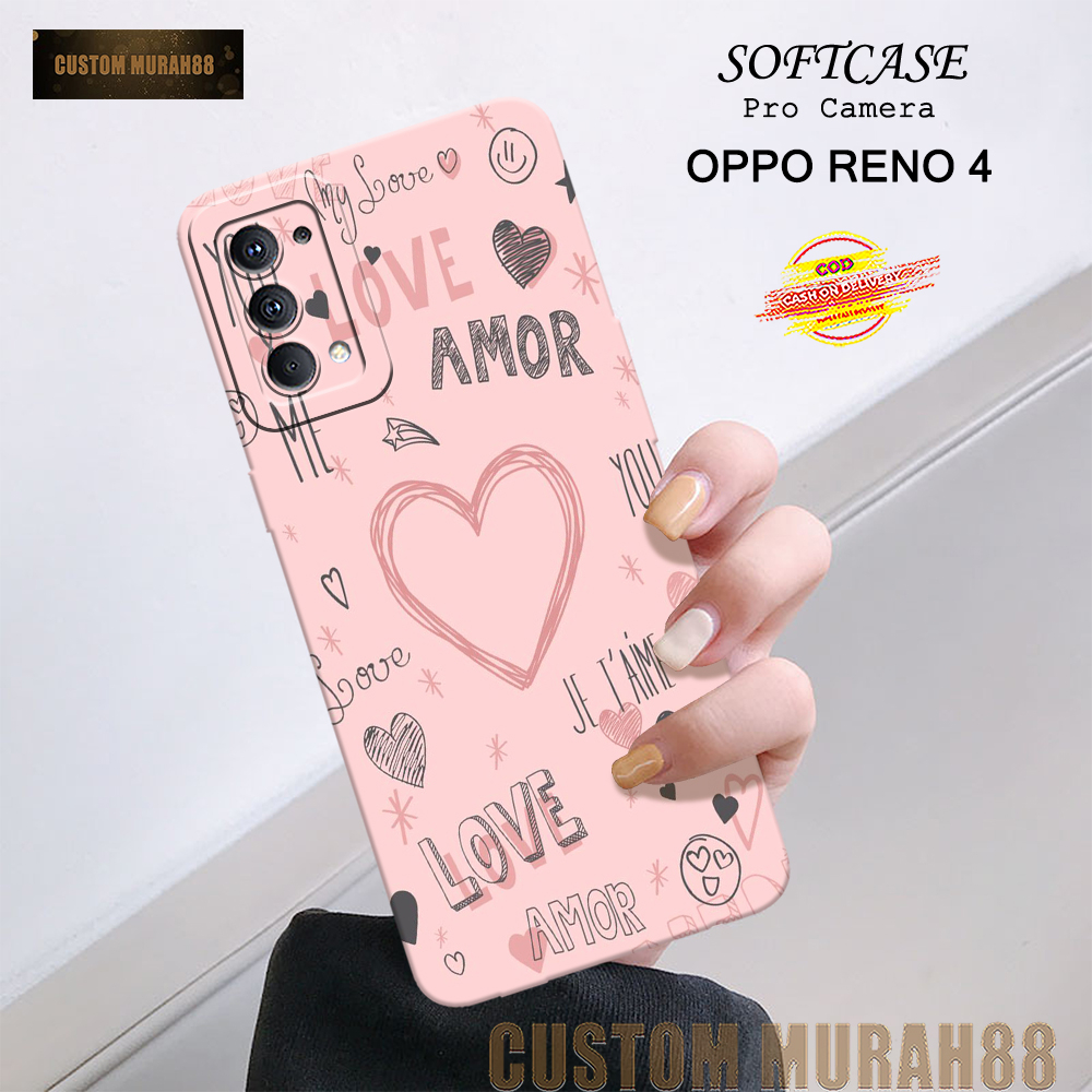 Case Oppo Reno 4 Terbaru - Fashion Case LOVE - Casing Hp Oppo Reno 4 - Softcase Pro Camera Oppo Reno