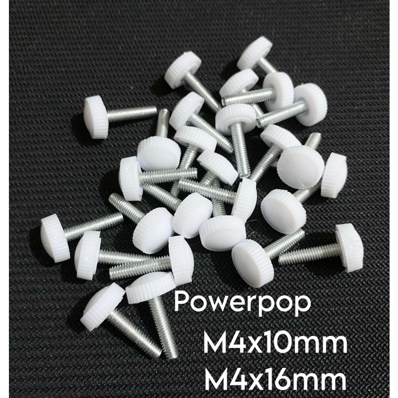 Baut Knop M4 Baut Kuping Pegangan Putih / Kenop / Baut Kuping Mini / M4x10mm M4x16mm / Knop