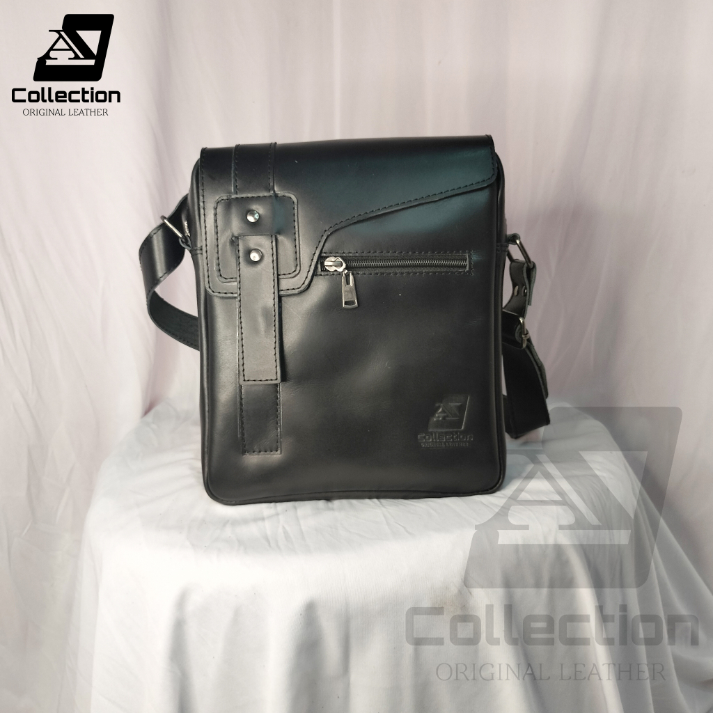 Tas Selempang Pria Kulit Sapi Asli Style Tali Full Up Original