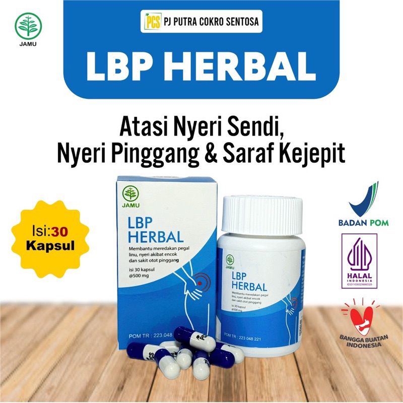 Obat Herbal Meringankan Pegal Linu, Sakit Pinggang, Saraf Kejepit, Encok LBP Herbal isi 30 Kapsul
