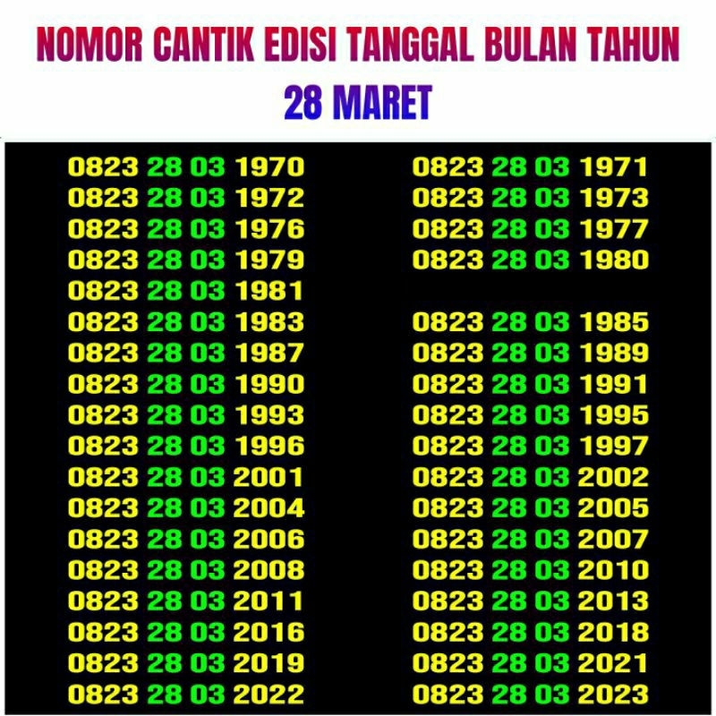 Nomor Cantik Telkomsel Tahun Lahir - Nomor Cantik Simpati Tahun Lahir - Nomer Cantik Telkomsel - Nom