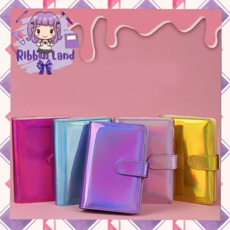 

A6 Binder Kulit Hologram Glossy Skin 6 Ring Silver