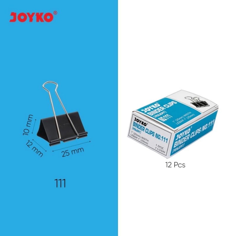 

Binder Clips Joyko no 111 (isi 12) / Klip Penjepit Kertas