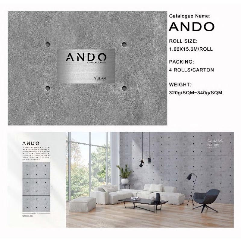 Wallpaper dinding roll besar Wallpaper Ando polos abu abu